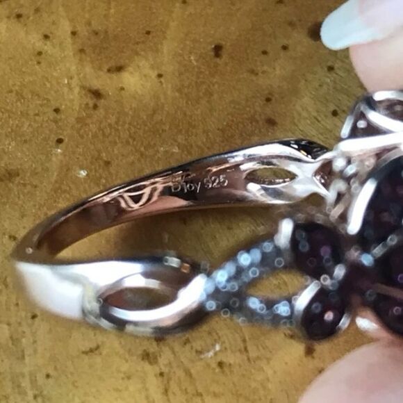 Natural African Amethyst Sterling Silver Cocktail Ring Size 9 - Picture 6 of 9